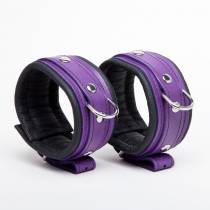 SPRUNGGELENKBANDAGEN LEDER SCHWARZ + LILA 5CM