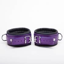 SPRUNGGELENKBANDAGEN LEDER SCHWARZ + LILA 5CM