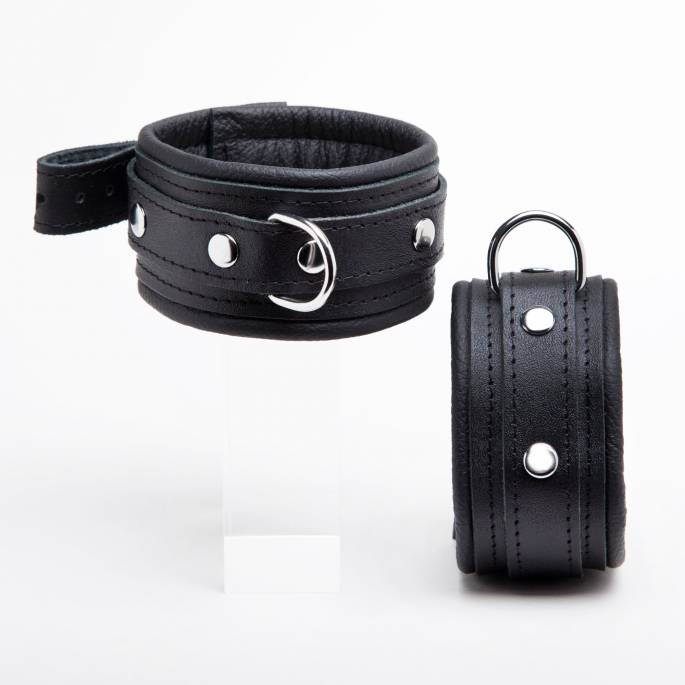 Menottes chevilles cuir noir