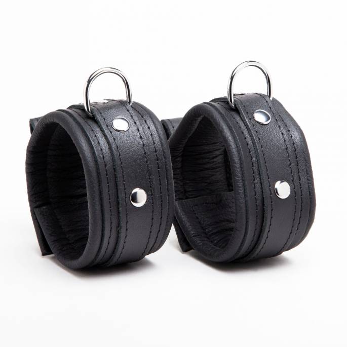 Menottes chevilles cuir noir
