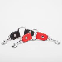 ANNEAU 2 MOUSQUETONS CUIR NOIR