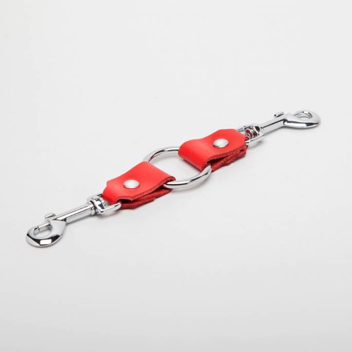 ANNEAU 2 MOUSQUETONS CUIR ROUGE