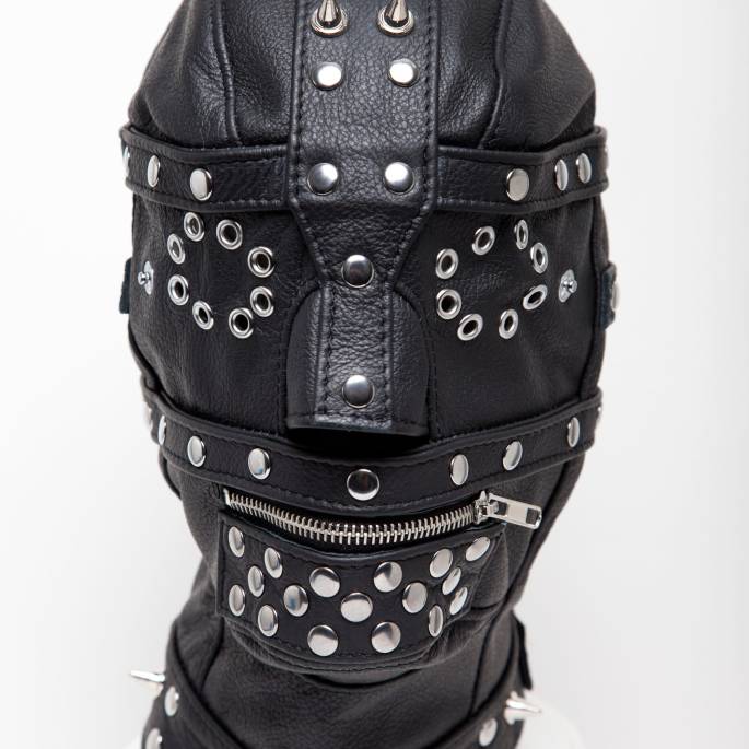 CAGOULE CUIR CLOUTÉE BANDEAU ZIP