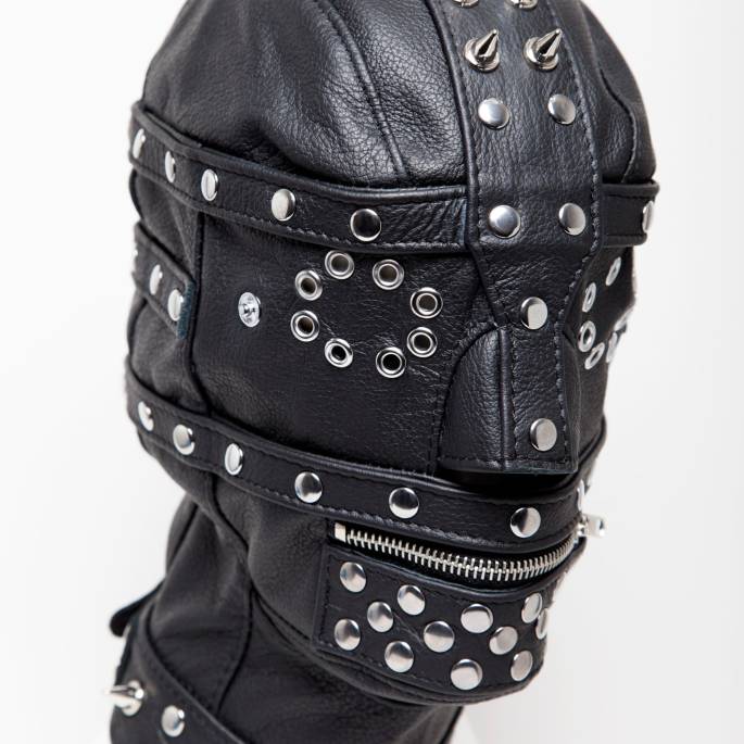 CAGOULE CUIR CLOUTÉE BANDEAU ZIP