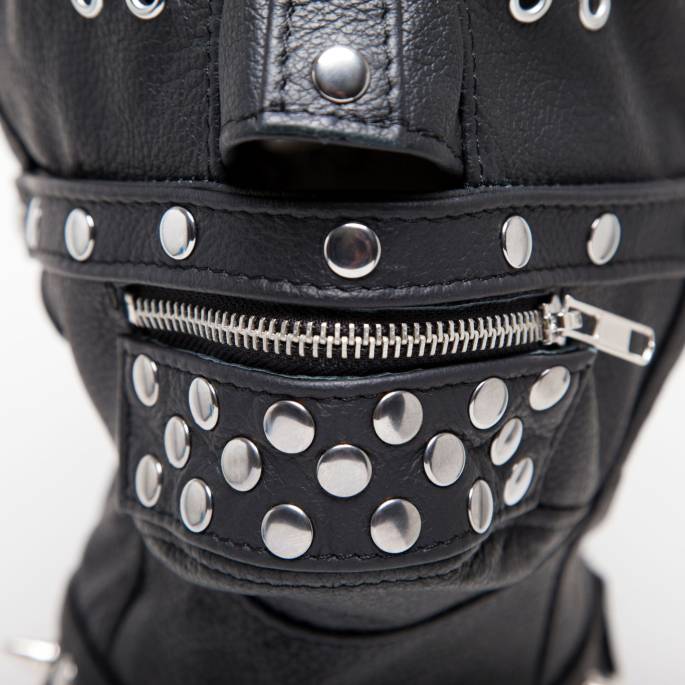 CAGOULE CUIR CLOUTÉE BANDEAU ZIP