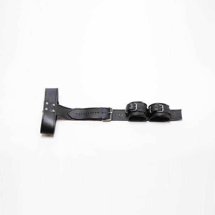 BLACK LEATHER BACK RESTRAINT HARNESS