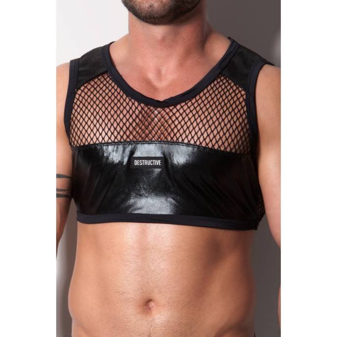CROP TOP RÉSILLE+WETLOOK HOMME