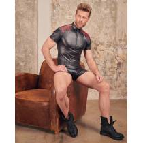 WETLOOK-SHIRT MIT ROTEN SCHULTERN