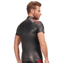 WETLOOK-SHIRT MIT ROTEN SCHULTERN