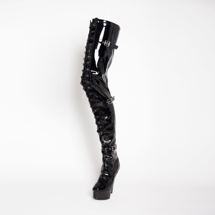 CUISSARDE VINYLE NOIR LACET + SANGLE