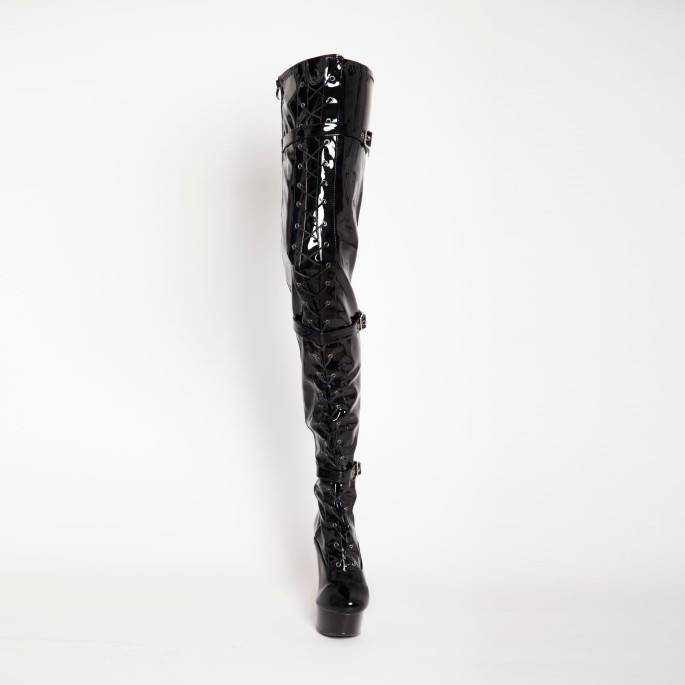 CUISSARDE VINYLE NOIR LACET + SANGLE