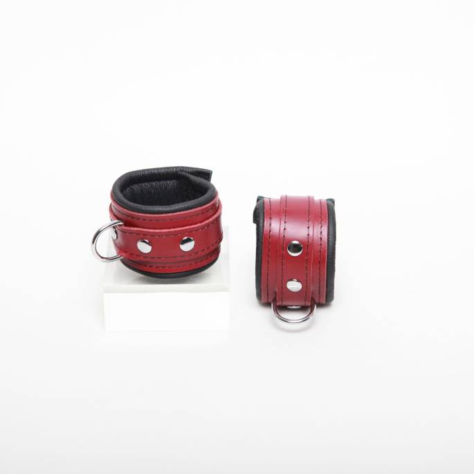 MENOTTES CUIR BURGUNDY 5CM