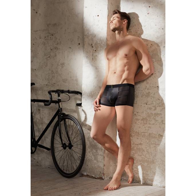 BOXER VOILE+WETLOOK LANIÈRES