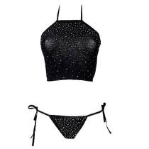 SCHWARZES SET HÖSCHEN+TOP STRASS