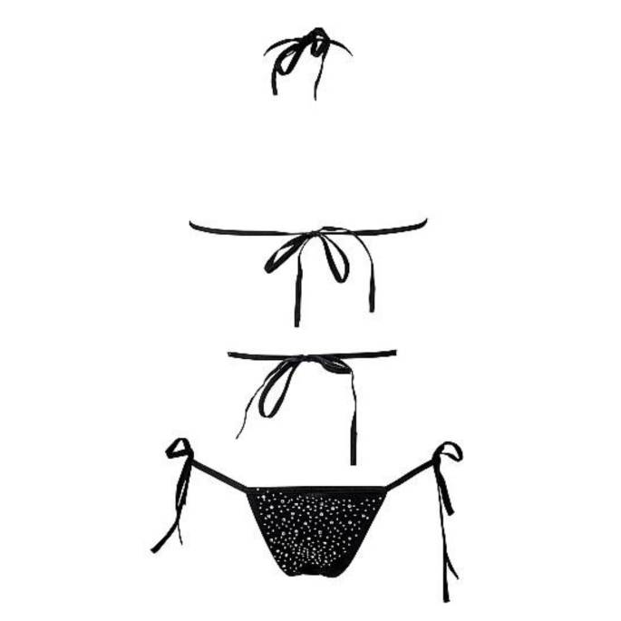 SCHWARZES SET HÖSCHEN+TOP STRASS