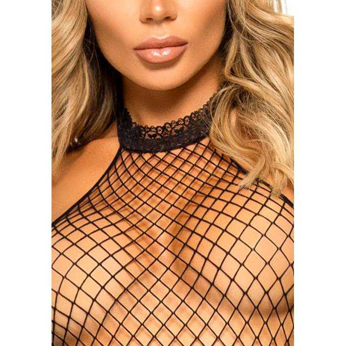 NETZ-BODYSTOCKING HALS + RÜCKEN NECKHOLDER SCHWARZ