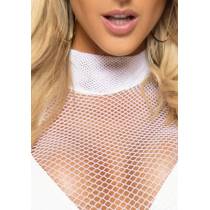 KURZES KLEID MIT KLEINEM NETZKRAGEN WEISS