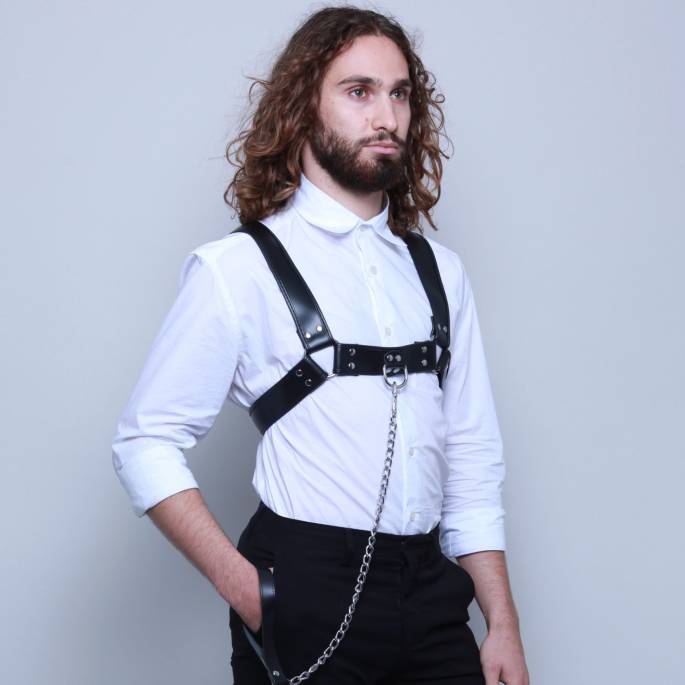 BRUSTGESCHIRR FÜR MÄNNER + KETTENLEINE