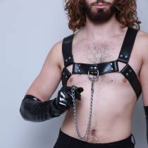 BRUSTGESCHIRR FÜR MÄNNER + KETTENLEINE