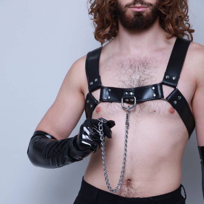 BRUSTGESCHIRR FÜR MÄNNER + KETTENLEINE