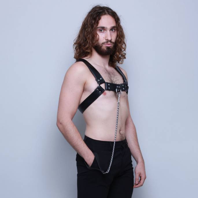 BRUSTGESCHIRR FÜR MÄNNER + KETTENLEINE