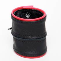 BRACELET PORTE MONNAIE CUIR NOIR ROUGE LARGE