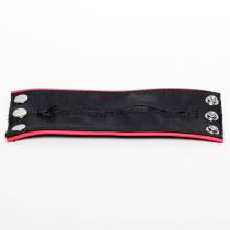 BRACELET PORTE MONNAIE CUIR NOIR ROUGE LARGE