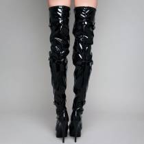 VINYLHOSE SCHWARZ SCHNÜRSENKEL + RIEMEN