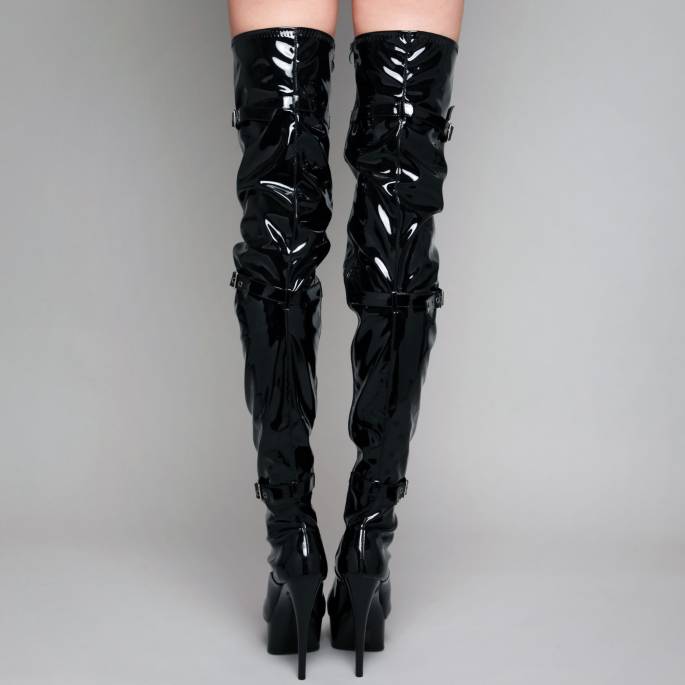 VINYLHOSE SCHWARZ SCHNÜRSENKEL + RIEMEN