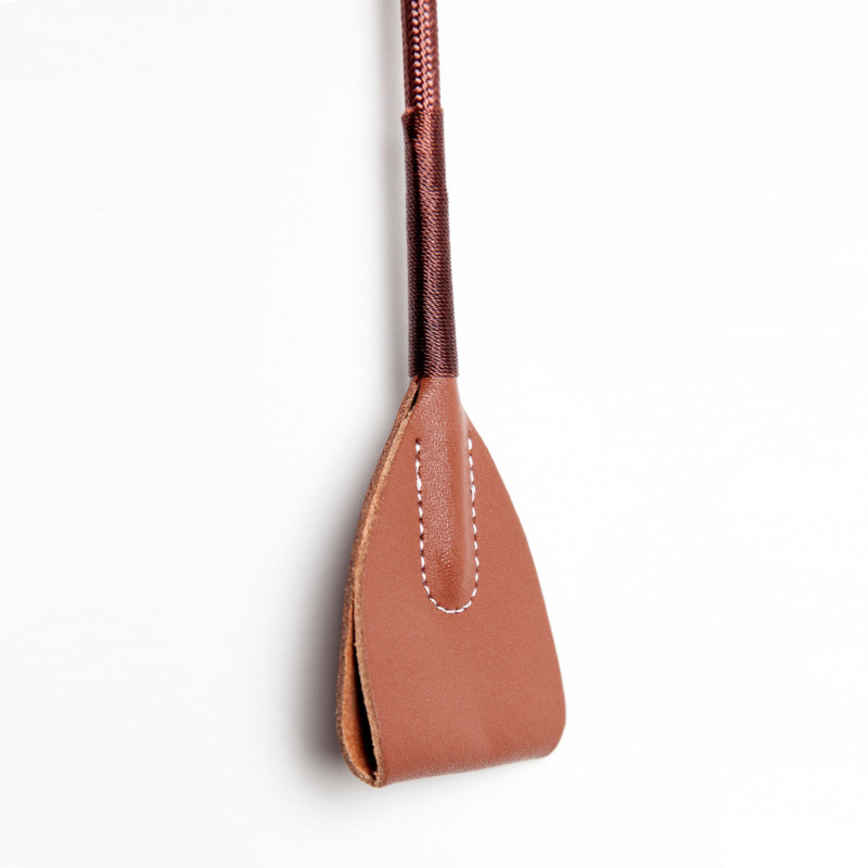 Cravache En Cuir Noir Imprimé Léopard - Pour Équitation - Outil De Massage - 100% Cuir - Pour Femmes