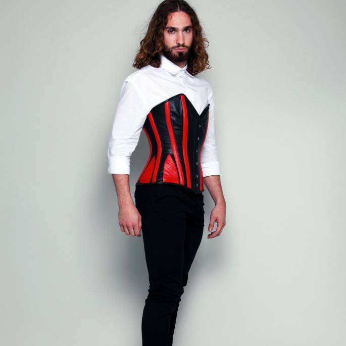 Lederkorsett Schwarz und Rot