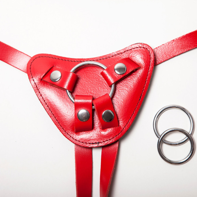 DILDOGESCHIRR AUS ROTEM LEDER