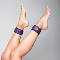 CHEVILLÈRES CUIR NOIR + LILAS 5CM