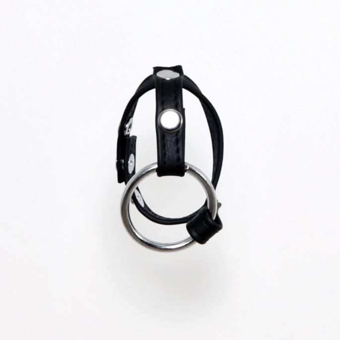 COCKRING AUS LEDER + METALLRING