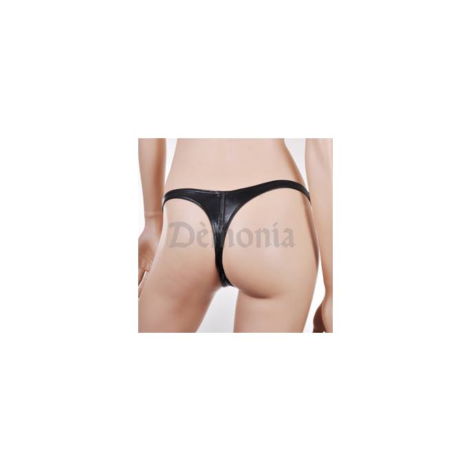 GESCHLITZTER STRING AUS LACK-LYCRA