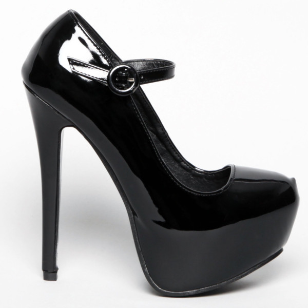 ESCARPIN PLATEFORME VINYLE NOIR