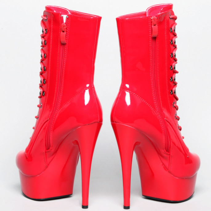 BOTTINE PLATEFORME VINYLE ROUGE