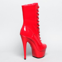 BOTTINE PLATEFORME VINYLE ROUGE