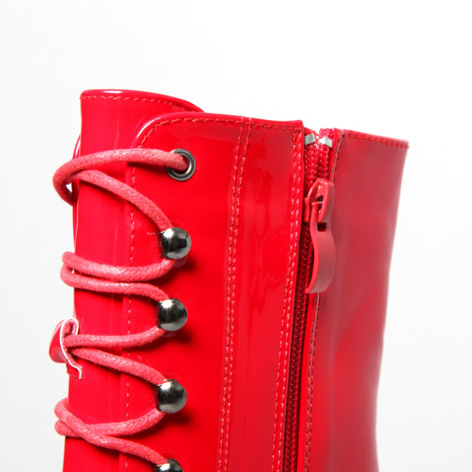 BOTTINE PLATEFORME VINYLE ROUGE