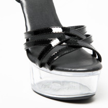 PUMPS OFFEN SCHWARZ TRANSPARENTE PLATTFORM
