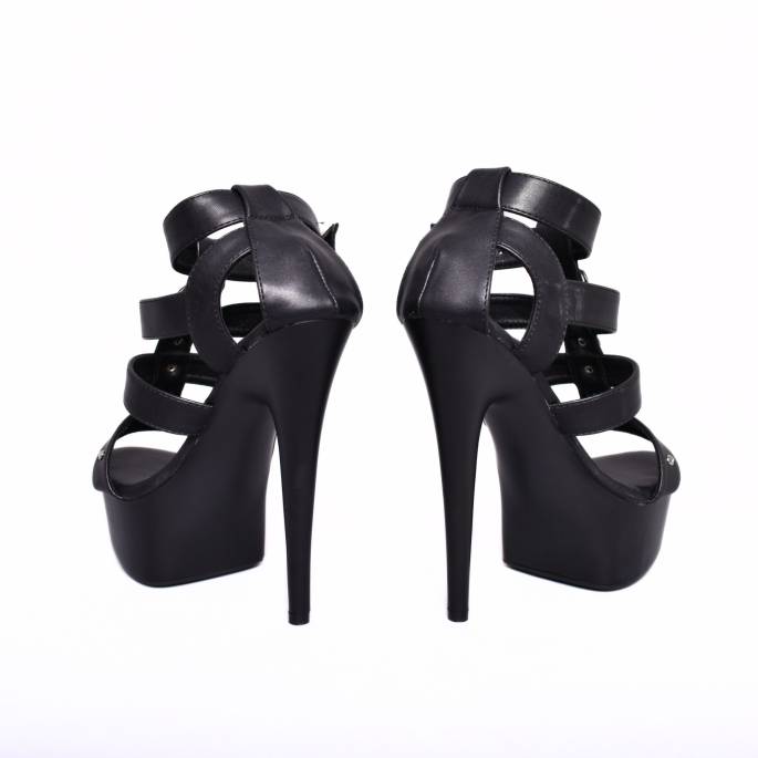 SCHUHE MATT SCHWARZ RIEMCHEN + RINGE