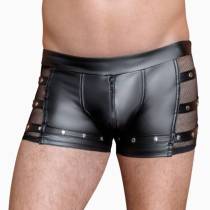 WETLOOK-BOXERSHORTS MIT NETZ UND NIETEN