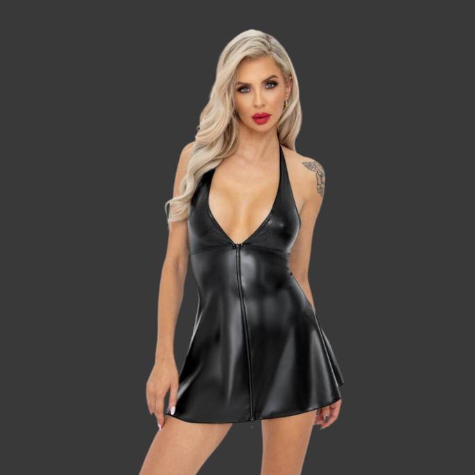 AUSGESTELLTES NECKHOLDER-KLEID+ZIP