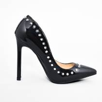 PUMPS VINYL SCHWARZ GENAGELT ABSATZ SCHWARZ