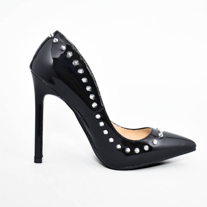 PUMPS VINYL SCHWARZ GENAGELT ABSATZ SCHWARZ