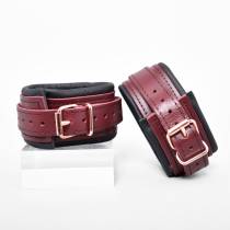 MENOTTES CUIR BURGUNDY+GOLD ROSE 5CM