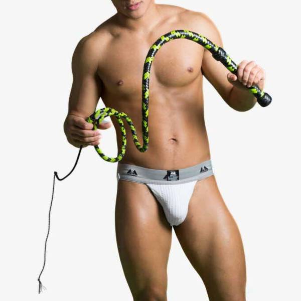 Peitsche Leder schwarz/grün 190cm