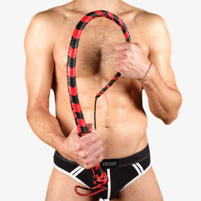 PEITSCHE LEDER SCHWARZ/ROT 150CM