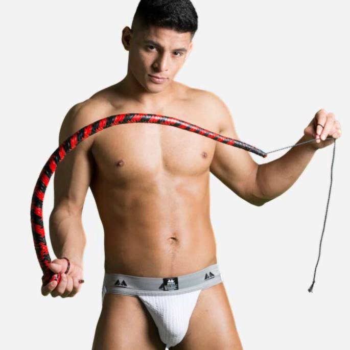 PEITSCHE LEDER SCHWARZ/ROT 150CM