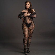 LE DÉSIR- NETZKOMBI FLORAL SCHWARZ